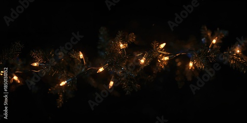 Wedding or Christmas lights set against a dark background, festive lighting for special occasions