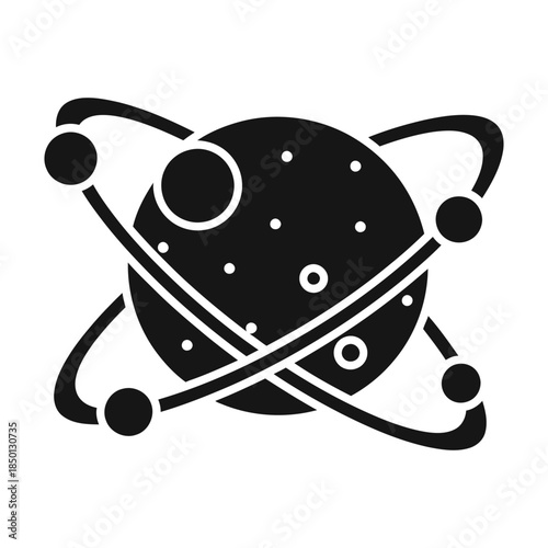 Orbital path icon silhouette with clean loop design representing space motion and astronomical navigation concept on white background