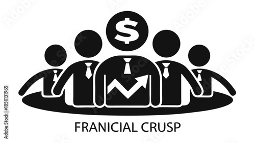 Team of executives discussing financial strategy meeting scene