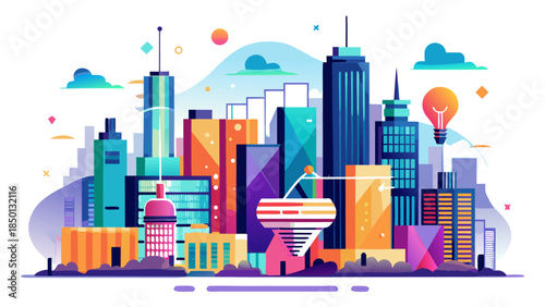 Modern city skyline representing urban economic development growth