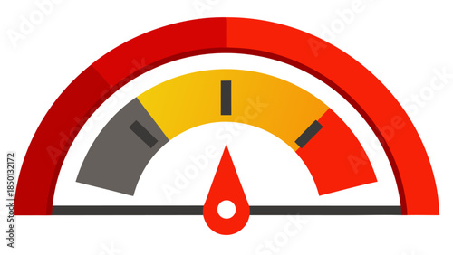 Risk meter gauge indicator illustrating performance level concept graphic