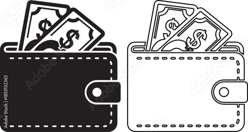 Black and White Wallets with Cash.