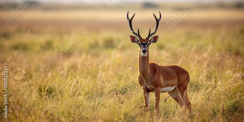 Kafue Lechwe deer, grazing in a wetland area highlighting biodiversity conservation