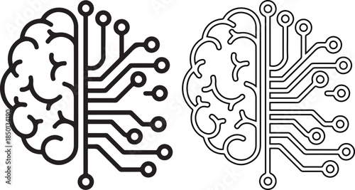 Human Brain Circuit Board Illustration.