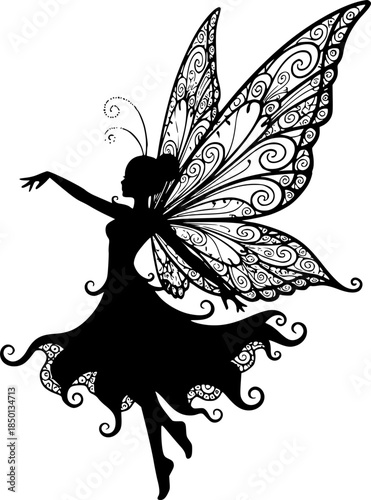 Butterfly Silhouette Nature Vector Illustration Icon
