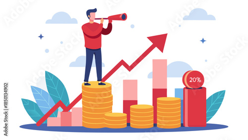 Professional business growth and finance concept illustration variation number 4
