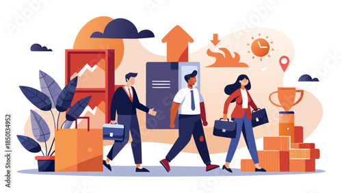 Professional business growth and finance concept illustration variation number 2