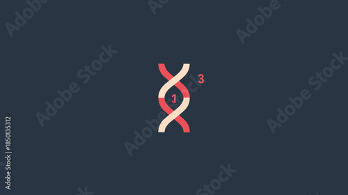 A stylized illustration depicting a DNA double helix with the numbers 1 and 3 on it