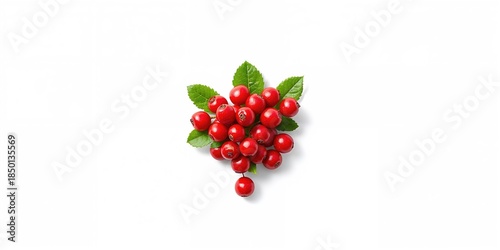 Ripe red rowan berries on a white background used for decorative floral arrangements, autumn season