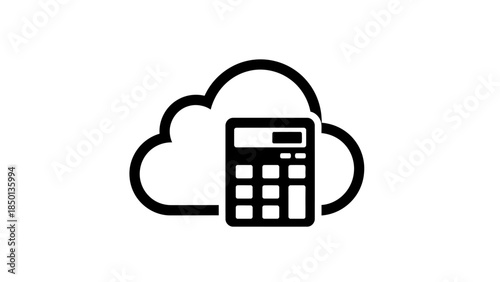 Calculator icon with cloud symbol representing cloud computing finance.