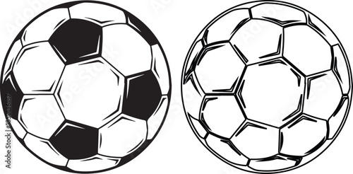 Two Black and White Soccer Balls.