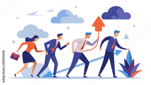 Professional business growth and finance concept illustration variation number 18