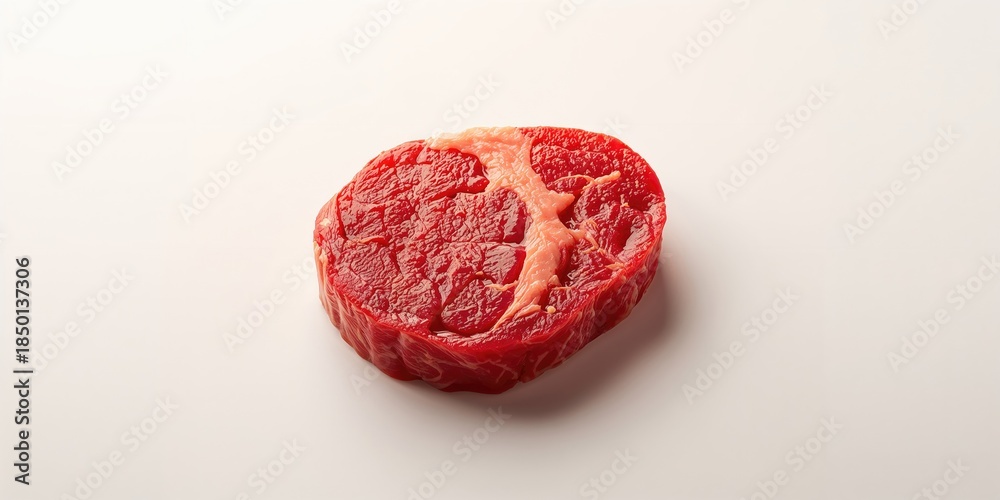 Fototapeta premium Uncooked beef cut ready for barbecue, highlighting meat texture and freshness