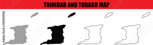 Fotografía Trinidad and Tobago Map Outline Vector Illustration
