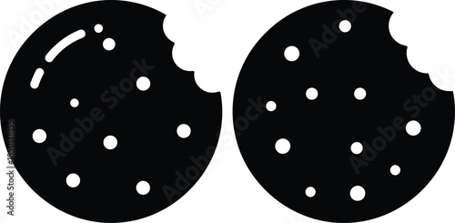 Bitten cookies, flat icon with missing pieces, illustration for menu or snack themed projects