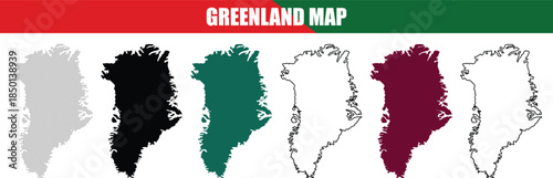 Greenland Map Collection with Various Color Schemes