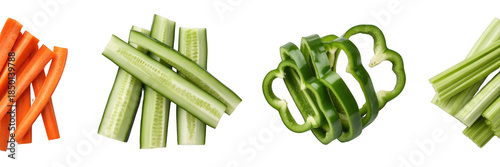 Panel kuchenny z motywem Assorted cut vegetables carrots cucumber isolated on a transparent background