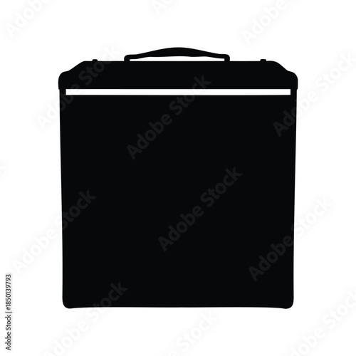 Stylized black silhouette of a vintage amplifier with a carry handle