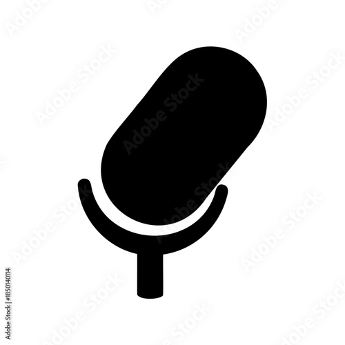 Black silhouette of a vintage microphone for podcast or music recording studio