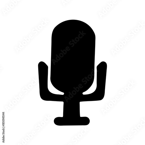 Simple black microphone icon with stand for audio recording and broadcasting