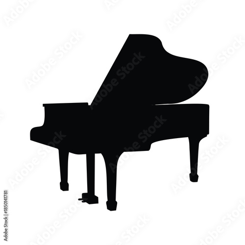 Silhouette of a grand piano standing majestically, creating an elegant image