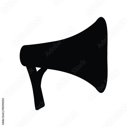 Monochrome megaphone silhouette on white background conveying a sense of urgency