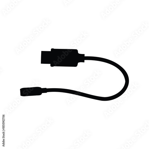 Silhouette of a USB cable connector on a clean white background