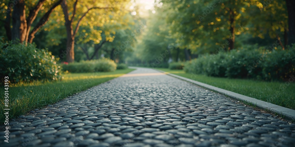 Obraz premium Patterned stone pavement serving as a public pathway, highlighting maintenance for pedestrian infrastructure, World Urbanism Day
