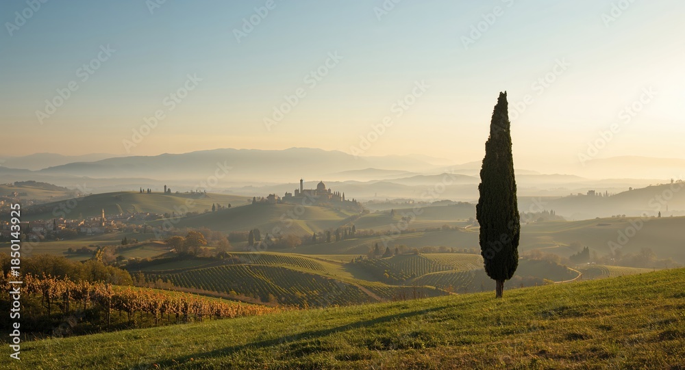 Fototapeta premium A street scene in Siena showing historic architecture, suitable for background design, Italian culture observation