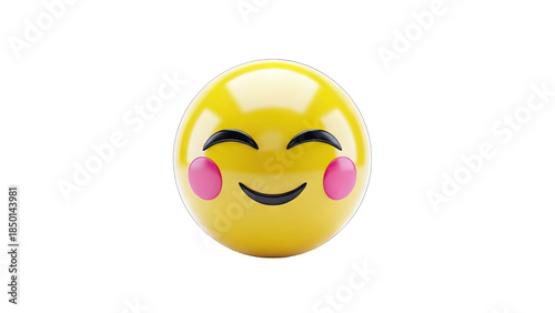 Smiling Emoji with Blush on White Background