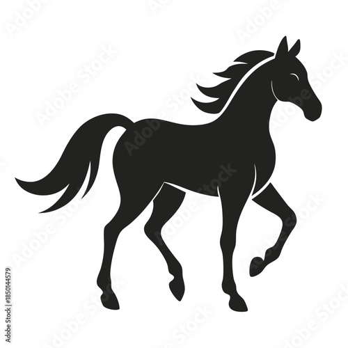 Trotting horse graceful movement equine silhouette animal logo element