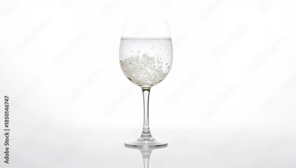 Obraz premium Clear glass of carbonated water placed on a sleek surface, serving as a modern background for beverage presentation