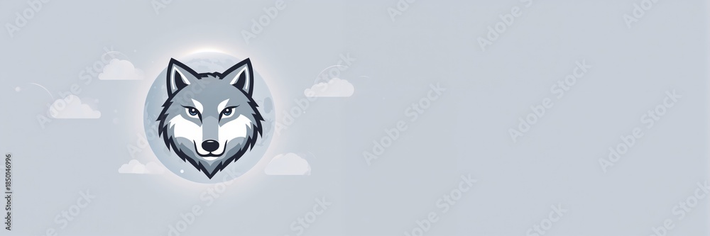 Obraz premium Wolf logo against a moonlit sky, brand identity and nocturnal themes