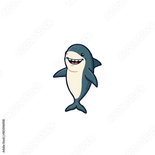 Charming shark character illustration with a friendly smile embodying aquatic cartoon design and