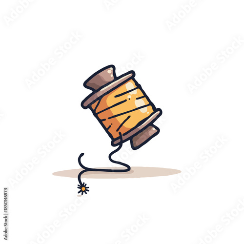 Charming vector illustration of a thread spool and needle for creative crafting projects artistic