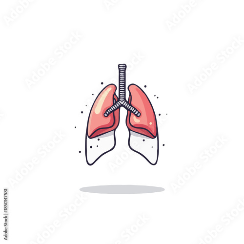 Detailed anatomical illustration showcasing human lungs with trachea and bronchial tubes in a