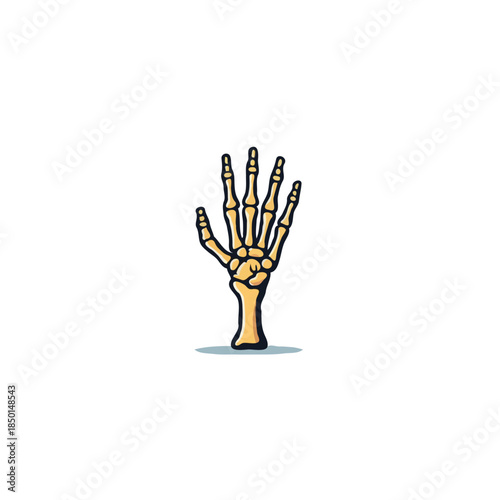 Stylized anatomical human hand skeleton illustration depicting bones structure for educational or