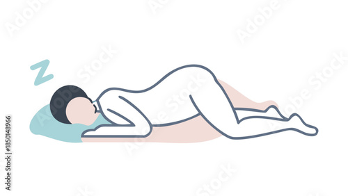 Soft silhouette of a person sleeping on their side, deep rest and recovery wellness concept in minimal style