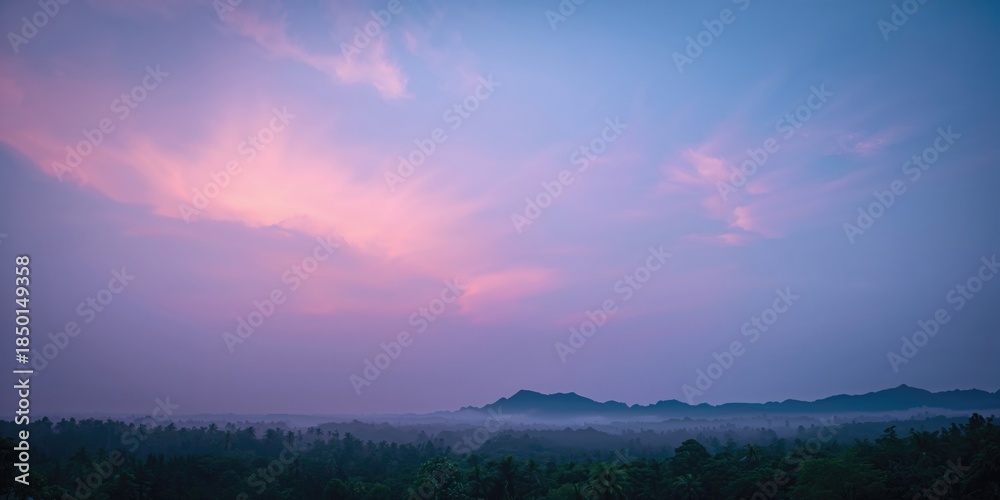 Obraz premium Cotton candy sky in Bali, colorful sunset with pastel hues
