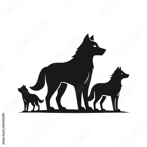 Alpha Wolf with Raised Head Wolf Silhouette Vector Illustration