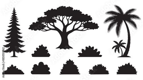 Tree Silhouettes on White Background