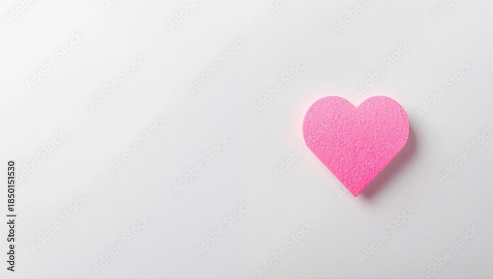Obraz premium White paper with a neon pink heart on the right, designed as a love-themed layout background