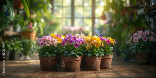 Wallpaper Mural Primrose flower seedlings in the store, prepared for landscaping and garden decoration Torontodigital.ca