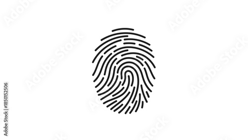 Close up of a black fingerprint on a white background.