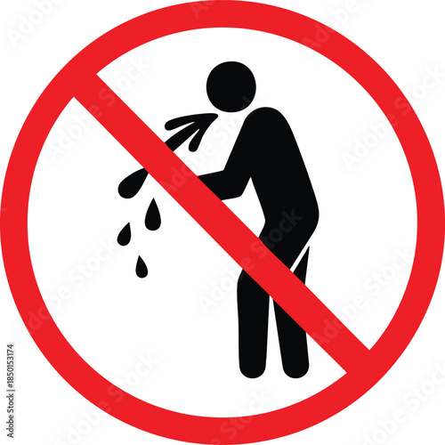 No Spitting Or Dropping Liquids Prohibited Sign With Human Symbol Rules