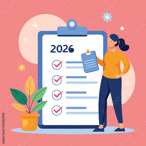 2026 project management and task completion illustration.