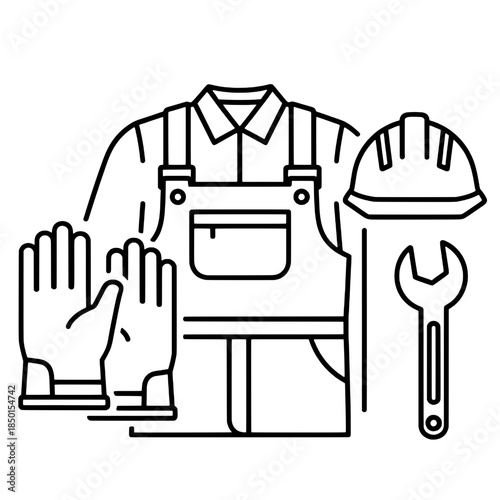 Vehicle Maintenance and Auto Service Line Art Vector