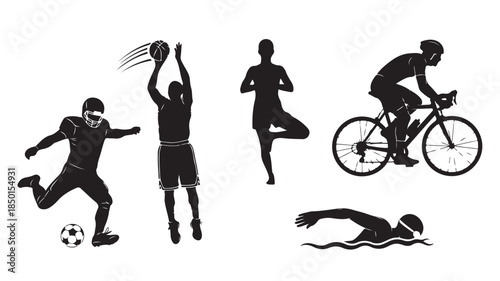 Silhouette Athletes Playing Sports