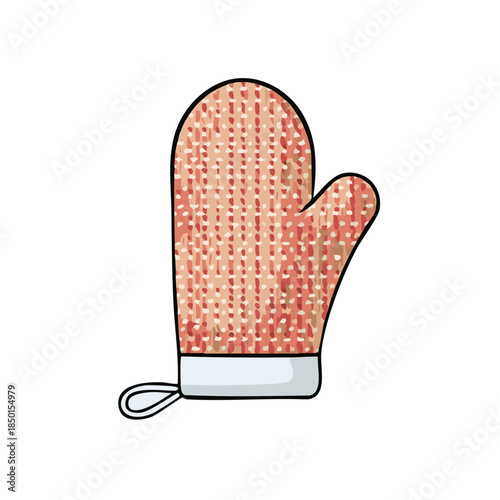 Single Oven mitt, cooking glove for hot dishes and baking isolated against white