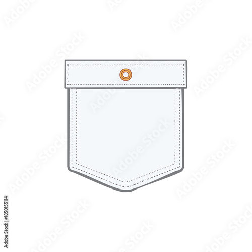 Illustration of a Simple Shirt Pocket with Button Detail on White